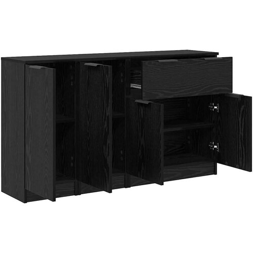  Komode 3 pcs Crni hrast 69 5 x 34 x 180 cm Konstruirano drvo Slike
