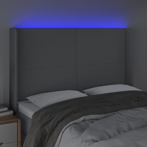  LED uzglavlje svjetlosivo 147 x 16 x 118/128 cm od tkanine Slike