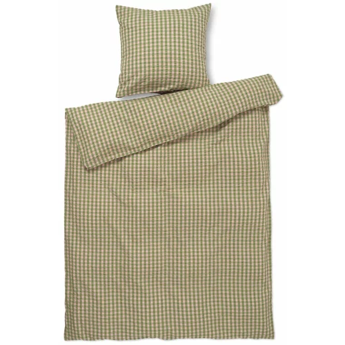 JUNA Zelena/ružičasta posteljina za krevet za jednu osobu od krepa 140x200 cm Bæk&Bølge –