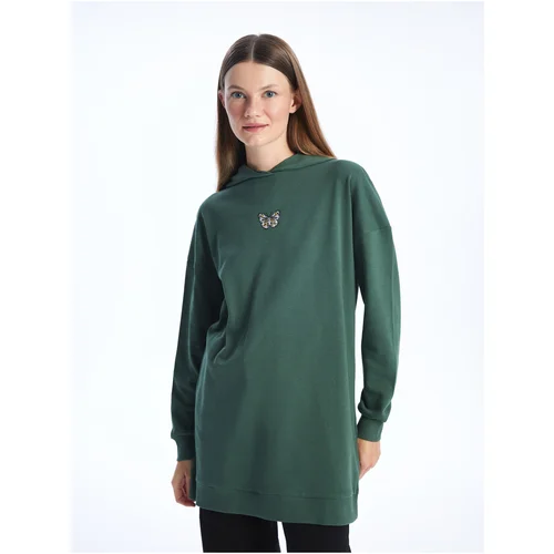 LC Waikiki Women's Hoodie, Embroidered Long Sleeve Sweatshirt Tunic