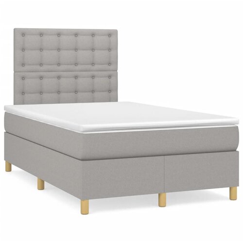 vidaXL Box spring postelja z vzmetnico LED sv. siva 120x190 cm blago Cene