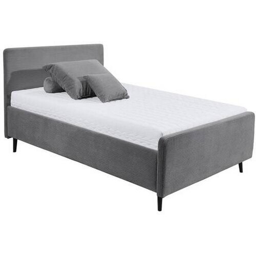 MID.YOU OBLAZINJENA POSTELJA 140 cm x 200 cm , tekstil, leseni material temno siva Slike