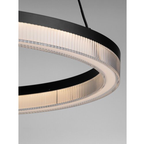 Nova Luce Mat črna aluminijasta LED zatemnitvena viseča svetilka s senčilom iz akrilnega stekla &amp;oslash; 60 cm Lonela &amp;ndash; Slike