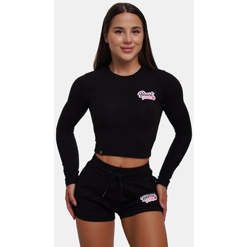 BeastPink ženska majica Long Sleeve Croptop Black Slike