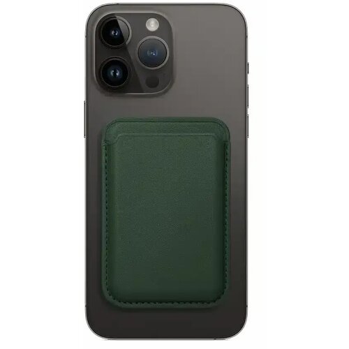  Kožni Mag Wallet magnetni novčanik tamno zelene boje Slike