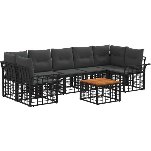  Set vanjskih sofa 8 kom. Crna i tamno siva poliratan Slike