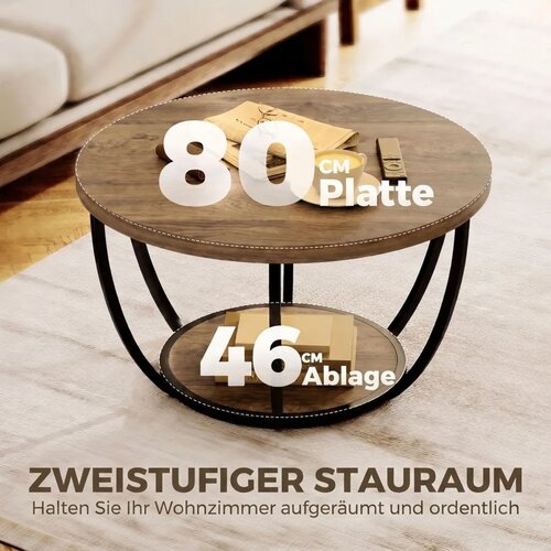  Klub stolić s 2 razine stol za dnevni boravak 80 x 80 x 43 8 cm smeđa/crna Slike