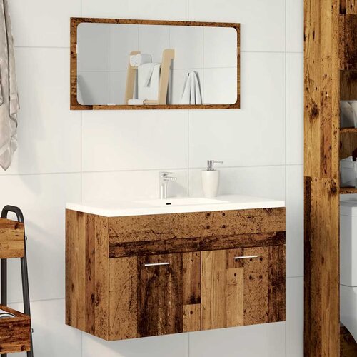  Kupaonski ormarić za umivaonik staro drvo konstruirano drvo Smeđa 80 x 38.5 x 46 cm Slike
