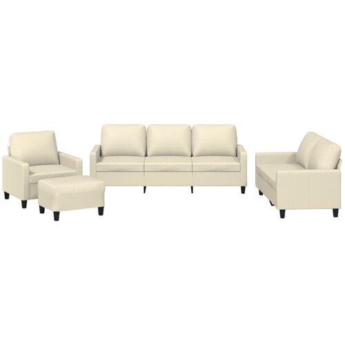  4-dijelni set sofa s jastucima krem od umjetne kože Slike