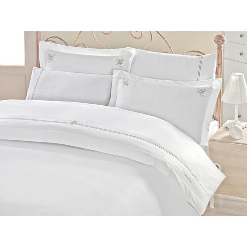 Guher whitegrey satin double quilt cover set Slike