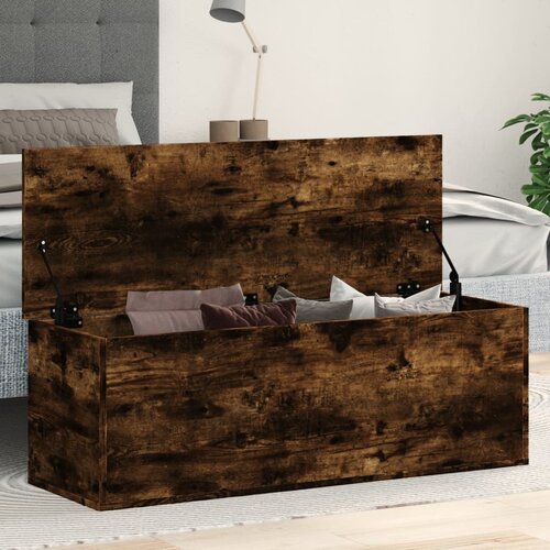 vidaXL Škatla za shranjevanje dimljen hrast 102x35x35cm inženirski les Cene