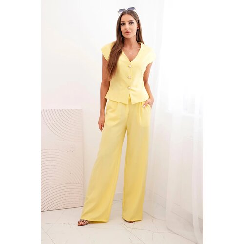 Kesi Włoski Women&amp;#039;s set with a vest and wide-leg pants yellow Slike