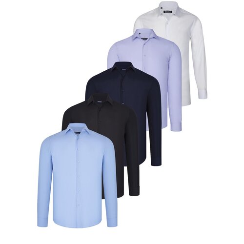 Dewberry FIVE SET G726 SHIRT-BLACK-WHITE-NAVY BLUE-BLUE-LILAC Slike