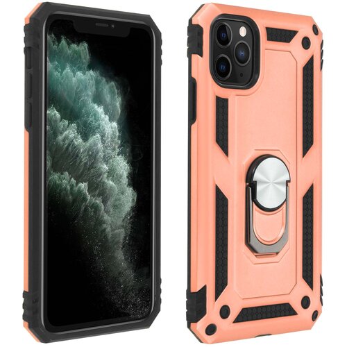 AVIZAR Ovitek za iPhone 11 Pro Max, odporen proti udarcem, s kovinskim držalom za obrocke - roza zlato, (20720617) Cene