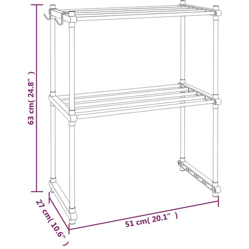  Polica za mikrovalnu pećnicu bijela 51 x 27 x 63 cm aluminijska Slike