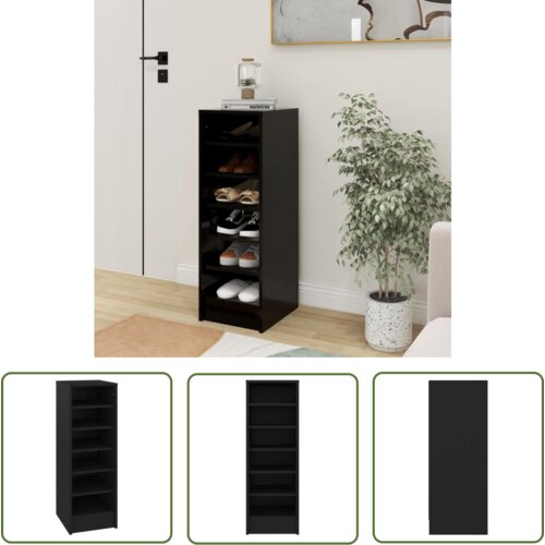 The Living Store Omarica za čevlje črna 31,5x35x90 cm iverna plošča - Omara Za Čevlje, (21744692) Cene