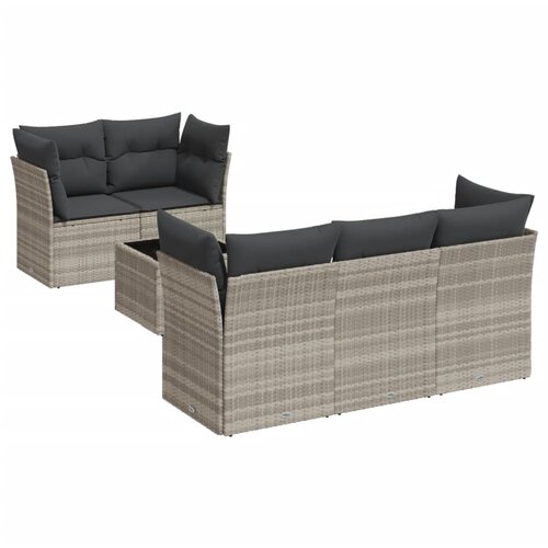  6-dijelni set vrtnih sofa od poliratana s jastucima svjetlosivi Slike