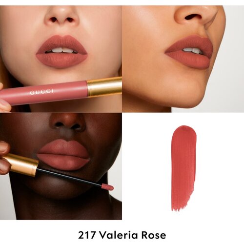 Gucci Beauty Rouge &amp;agrave; L&amp;egrave;vres Matte Lipstick mat tekoča &amp;scaron;minka odtenek 217 Valeria Rose 6.5 ml Slike
