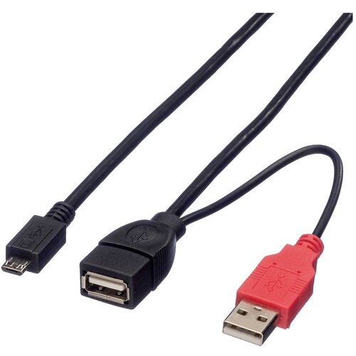Roline USB kabel USB 2.0 USB-A vtič\, USB-A vtičnica\, USB-mikro-B vtič 1.00 m črna za&scaron;čiten 19.08.1009, (20416493) Cene