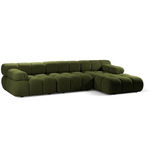 Micadoni Zelena kotna sedežna garnitura iz tkanine boucl&amp;eacute; (desni kot) Bellis &amp;ndash; Home Slike