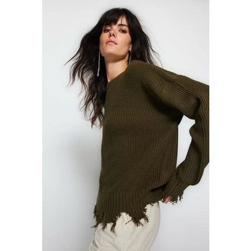 Trendyol Khaki Flow Detail Knitwear Sweater