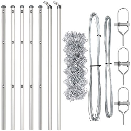 VidaXL Ograda od lančane veze s 7 postova 0.8x10 m Galvanizirani čelik Slike
