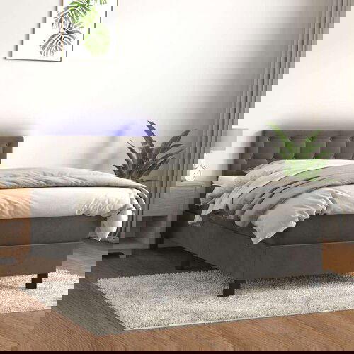  Box spring postelja z vzmetnico LED temno siva 90x200 cm žamet, (20930252) Cene