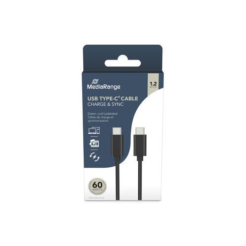 Mediarange kabel USB-C na USB-C za punjenje i prijenos podataka USB 3.0 PowDel. 5Gbit/s 1.2m, MRCS213 Slike