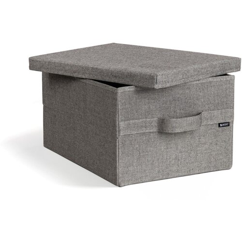 Bigso Siva tekstilna &amp;scaron;katla za shranjevanje s pokrovom 31x41x22 cm Soft Storage Medium &amp;ndash; Slike