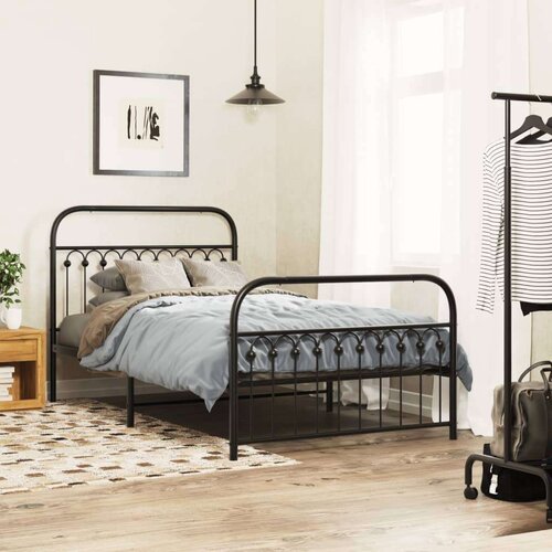 vidaXL metalni okvir kreveta uzglavlje i podnožje crni 107x203 cm Cijene