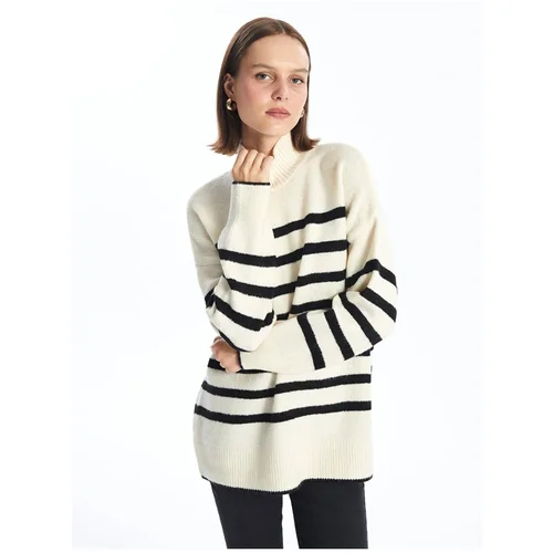 LC Waikiki LCW Vision Half Turtleneck Striped Long Sleeve Oversize Women's Knitwear Sweater