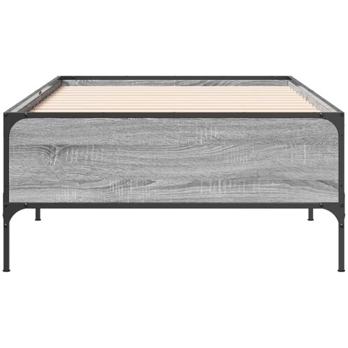  Okvir za krevet boja hrasta 90x200 cm konstruirano drvo i metal Siva 90 x 200 cm Slike