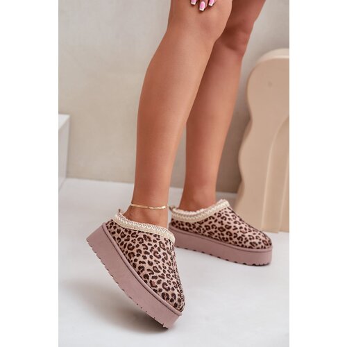 FR1 Women's Platform Snow Boots Insulated With Fur Leopard Brown Straps Cijene