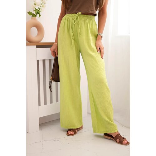 Kesi Włoski Muslin pants with a wide leg kiwi Cijene