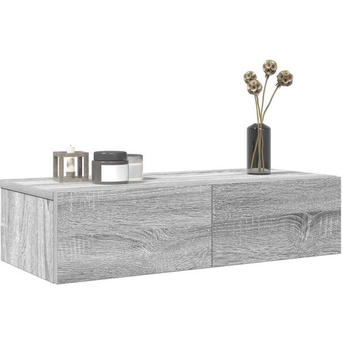 vidaXL Stenska polica s predali siva sonoma 60x26,5x15 cm inž. les Cene