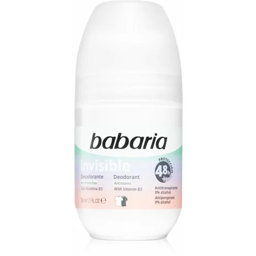 Babaria Deodorant Invisible antiperspirant roll-on protiv bijelih i žutih mrlja 50 ml
