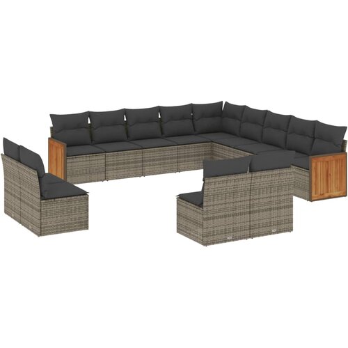  13-dijelni set vrtnih sofa od poliratana s jastucima sivi Slike