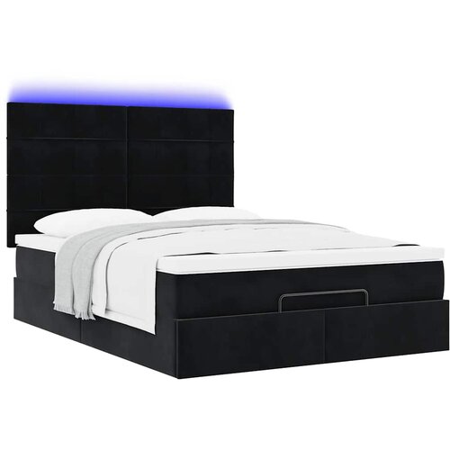  Ottoman krevet s madracima i LED diodama crni 140x200 cm bar&amp;scaron;un Slike