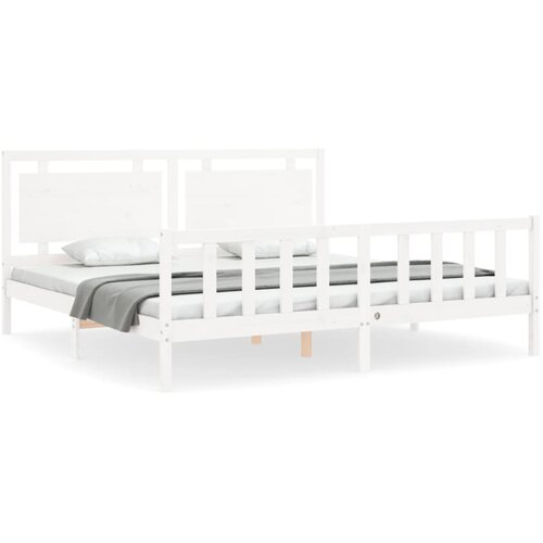 VidaXL Posteljni okvir z vzglavjem bel 180x200 cm trden les, (20735714) Slike