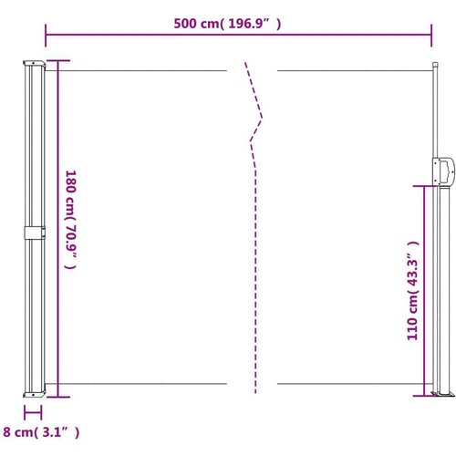  Bočna tenda na uvlačenje bež 180 x 500 cm Slike