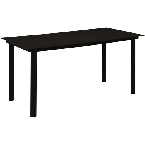  Vrtni blagovaonski stol crni 150 x 80 x 74 cm čelik i staklo Slike