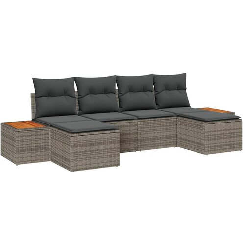  Sjedeća garnitura za vrt 6 kom. Siva poliratan 294 x 117 x 69 cm Slike