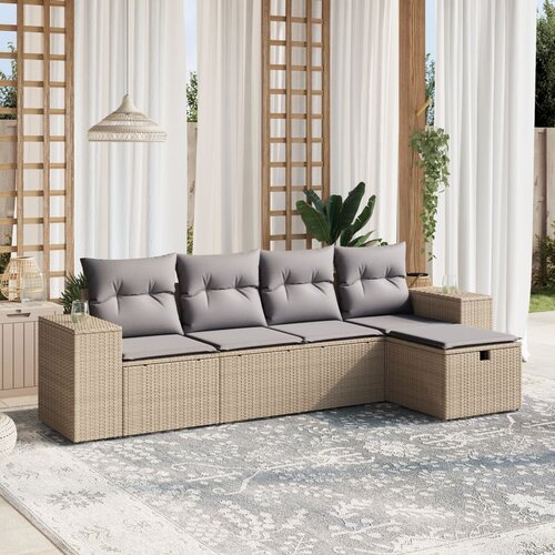 VidaXL 5-dijelni set vrtnih sofa s jastucima bež od poliratana Slike