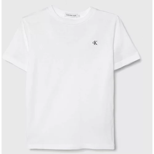 Calvin Klein Jeans Otroška bombažna kratka majica bela barva