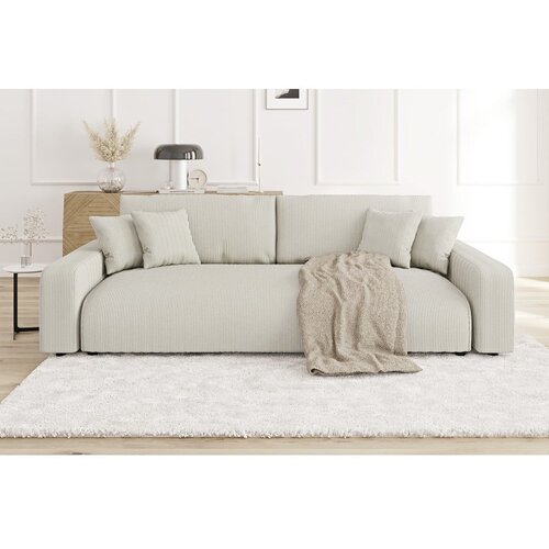 Ropez Krem sklopiva/s prostorom za odlaganje sofa od samta 234 cm Sara &amp;ndash; Slike