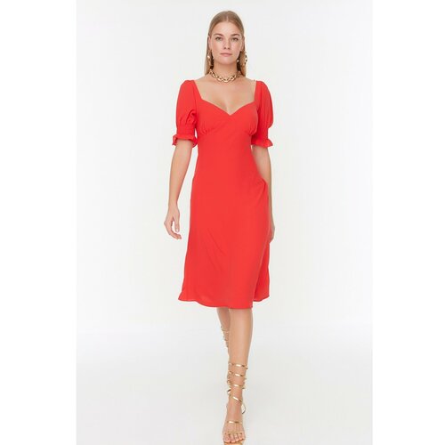 Trendyol Red Collar Detailed Dress Cene