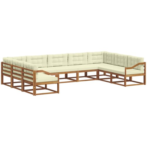  Set vanjskih sofa 9 kom. Prirodna i krem Smeđa 404 x 245,5 x 73 cm Slike