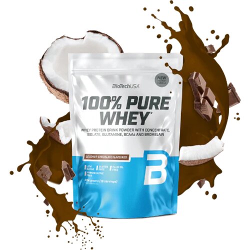 Biotechusa 100% pure whey – premium izolat surutke sa 24g proteina po obroku - čoklada, kokos 454g Slike
