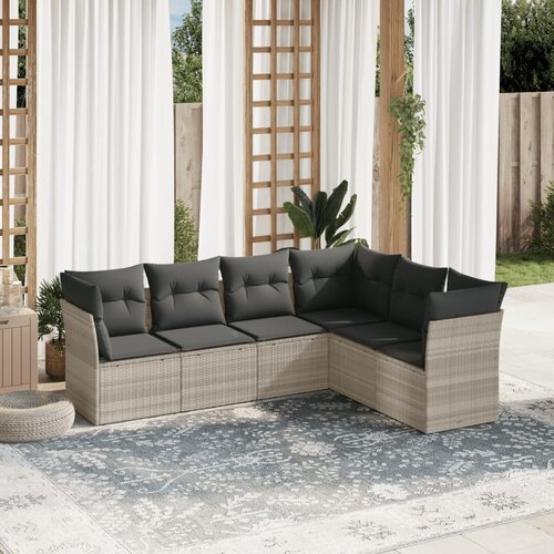 vidaXL 6-dijelni set vrtnih sofa od poliratana s jastucima svjetlosivi Cijene