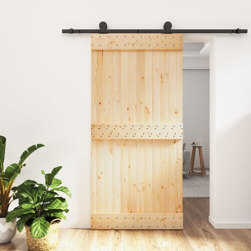 vidaXL Drsna vrata s kompletom vodil 100x210 cm trdna borovina Cene